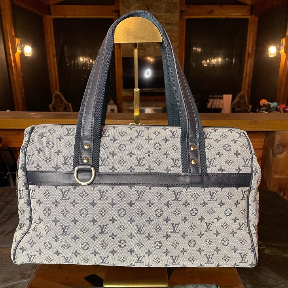 Louis Vuitton Josephine grey and blue denim Boston bag
